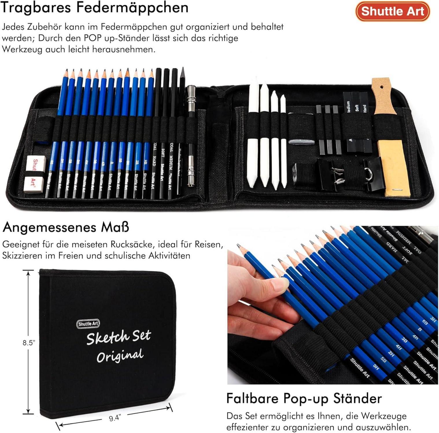 52-teiliges professionelles Zeichenstifte Set mit Handtasche
