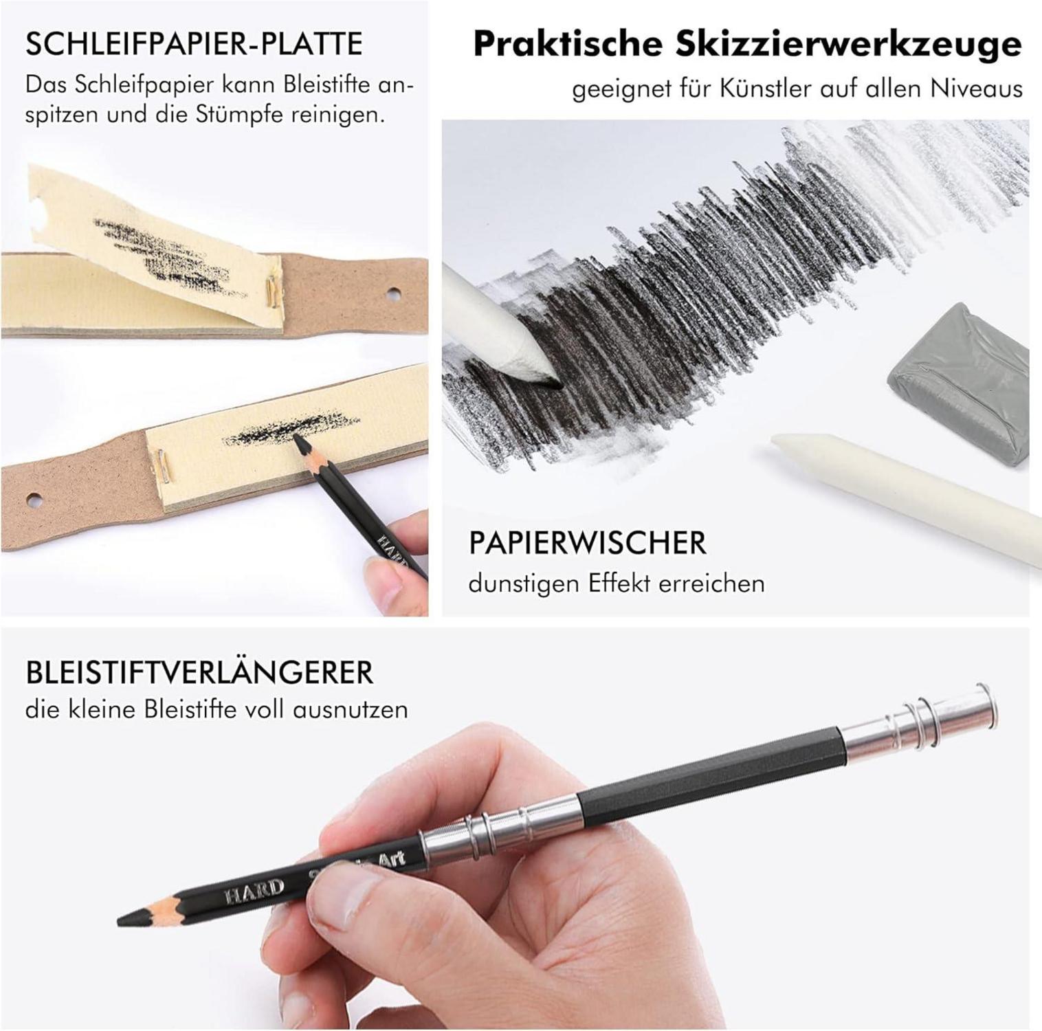 52-teiliges professionelles Zeichenset mit Handtasche und Zubehör