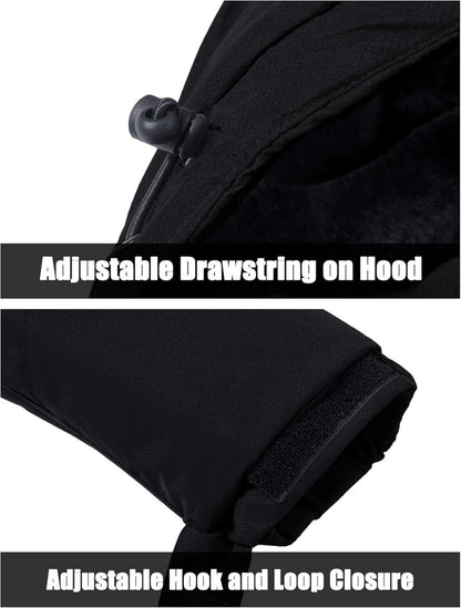 Winter Skijacke Herren Fleece Softshelljacke Outdoor Wasserdicht Schwarz