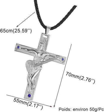 Johnny Hallyday Halskette Edelstahl Gitarrenkreuz Anhänger Schwarz