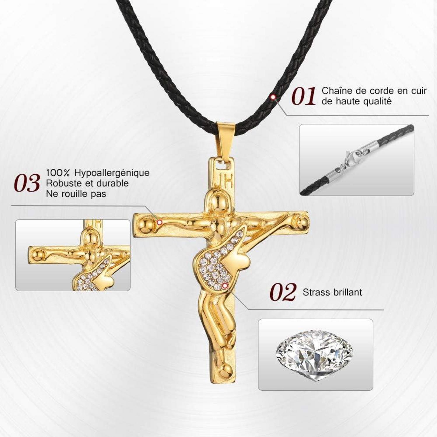 Kreuzkette Johnny Hallyday Anhänger Edelstahl Fan Geschenk