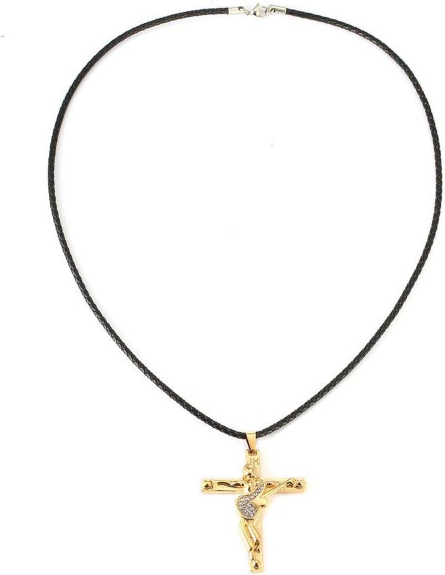 Johnny Hallyday Gitarrenkreuz Halskette Silber/Gold/Schwarz