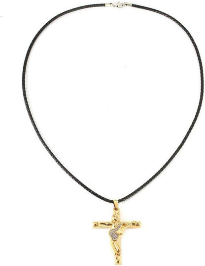 Johnny Hallyday Gitarrenkreuz Halskette Silber/Gold/Schwarz