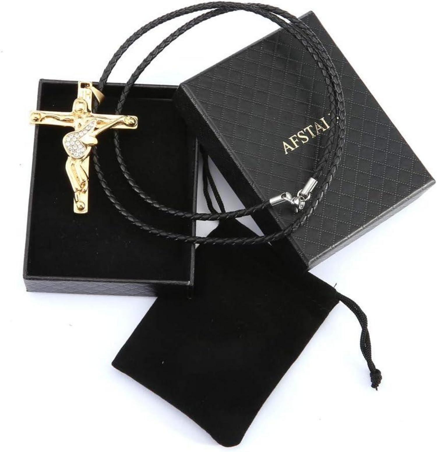Johnny Hallyday Halskette Kreuz Anhänger Edelstahl Silber/Gold/Schwarz