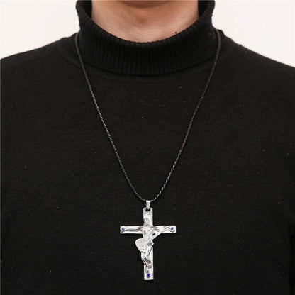 Kreuzkette Anhänger Johnny Hallyday Edelstahl Fan Geschenk - JH