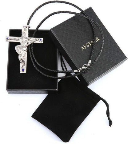 Johnny Hallyday Gitarrenkreuz Halskette Silber/Gold/Schwarz Edelstahl Fan