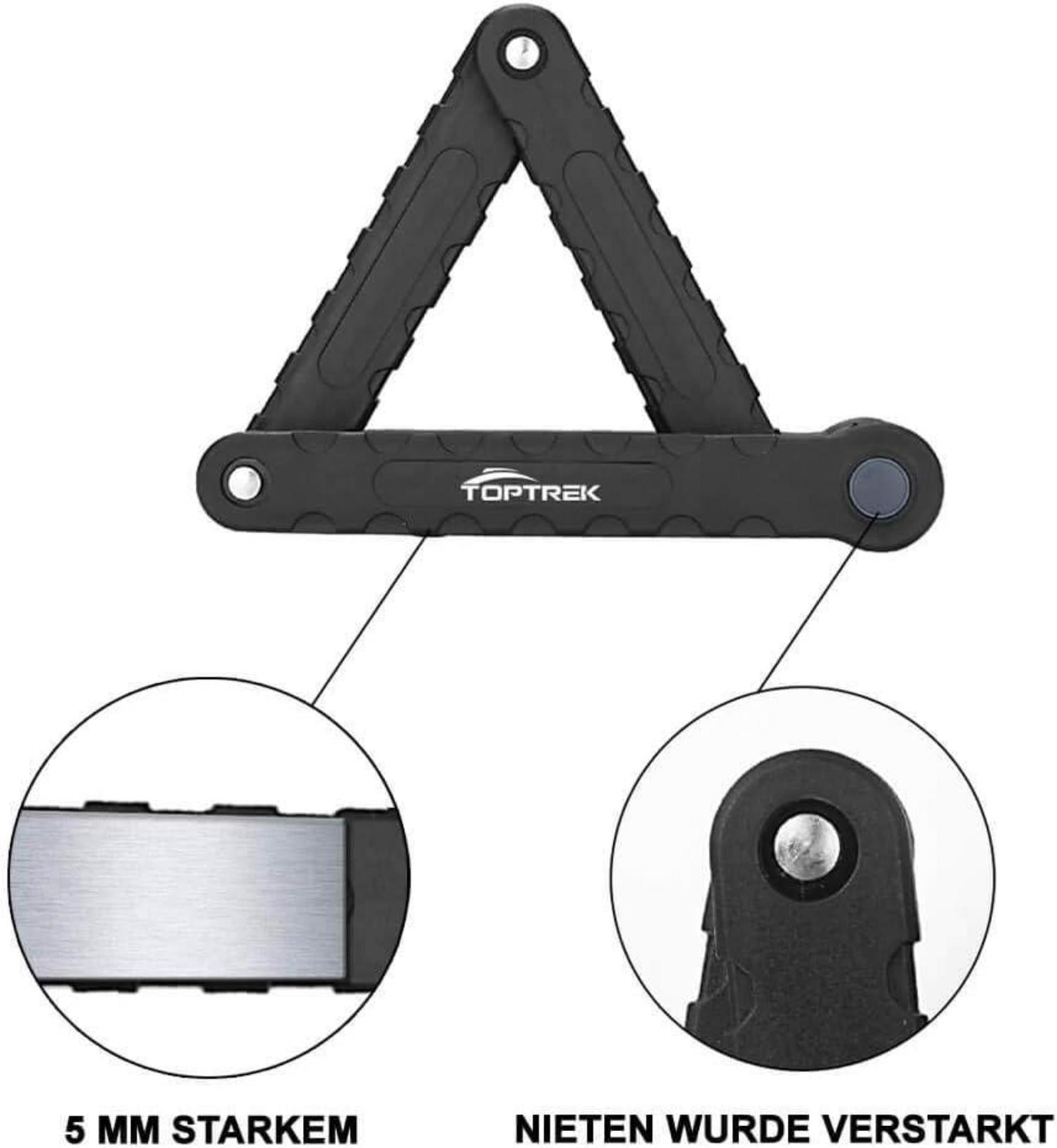 Toptrek Faltschloss mit Halterung Level 7 Schwarz 94cm 8 Gelenken