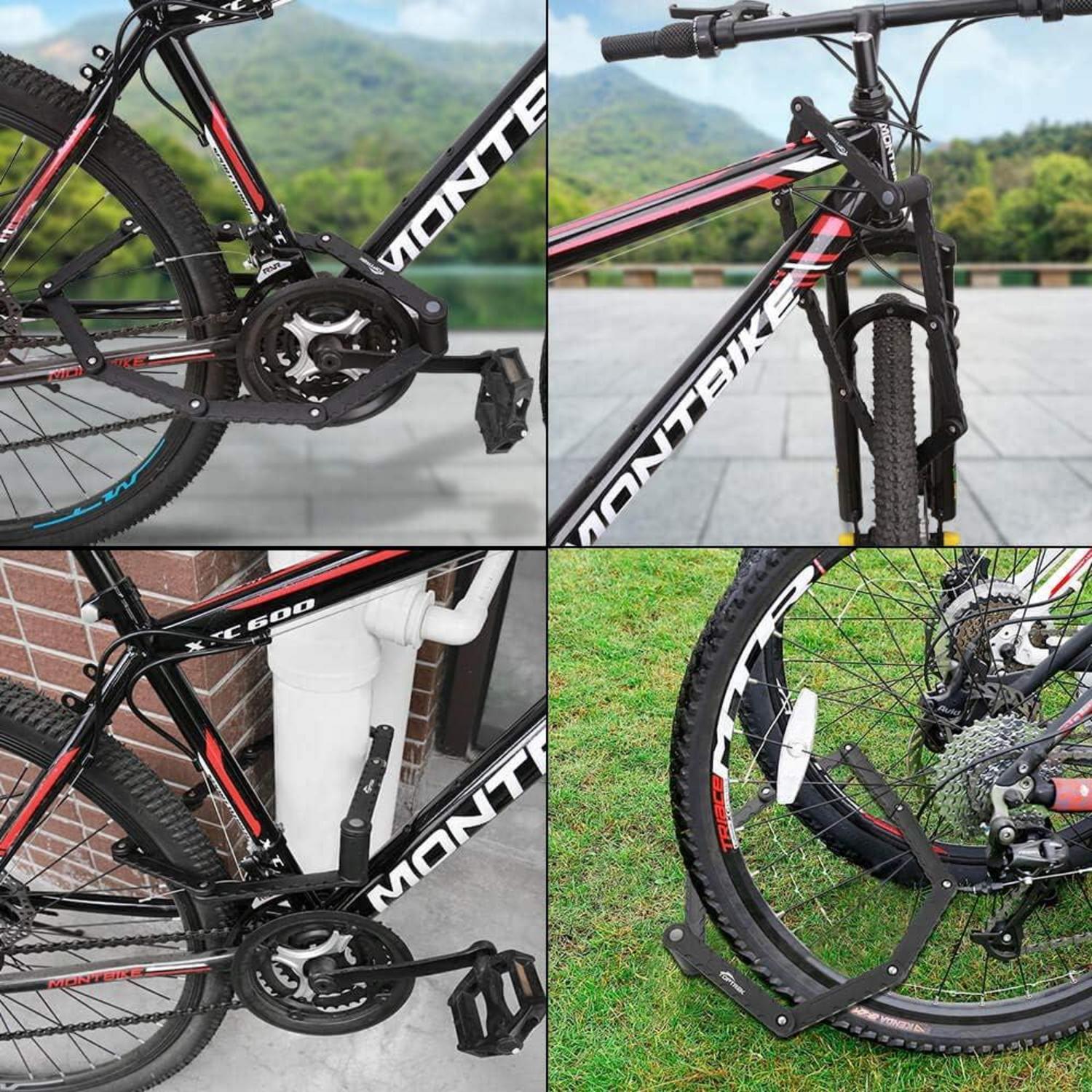 Faltschloss Fahrrad mit Halterung Schlüssel Lang 94cm 8 Gelenken Level