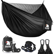 Hängematte Outdoor mit Moskitonetz 350kg 2 Personen Schwarz