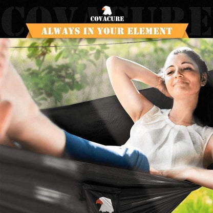 Hängematte Outdoor mit Moskitonetz 350kg 2 Personen Schwarz