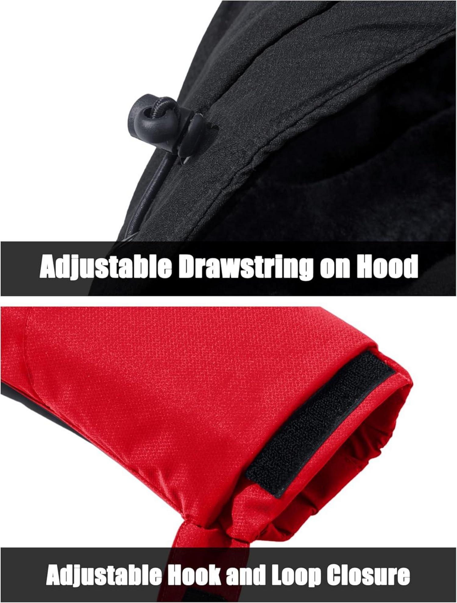 MAGCOMSEN Herren Winter Skijacke Fleece Gefüttert Wasserdicht Atmungsaktiv L Rot