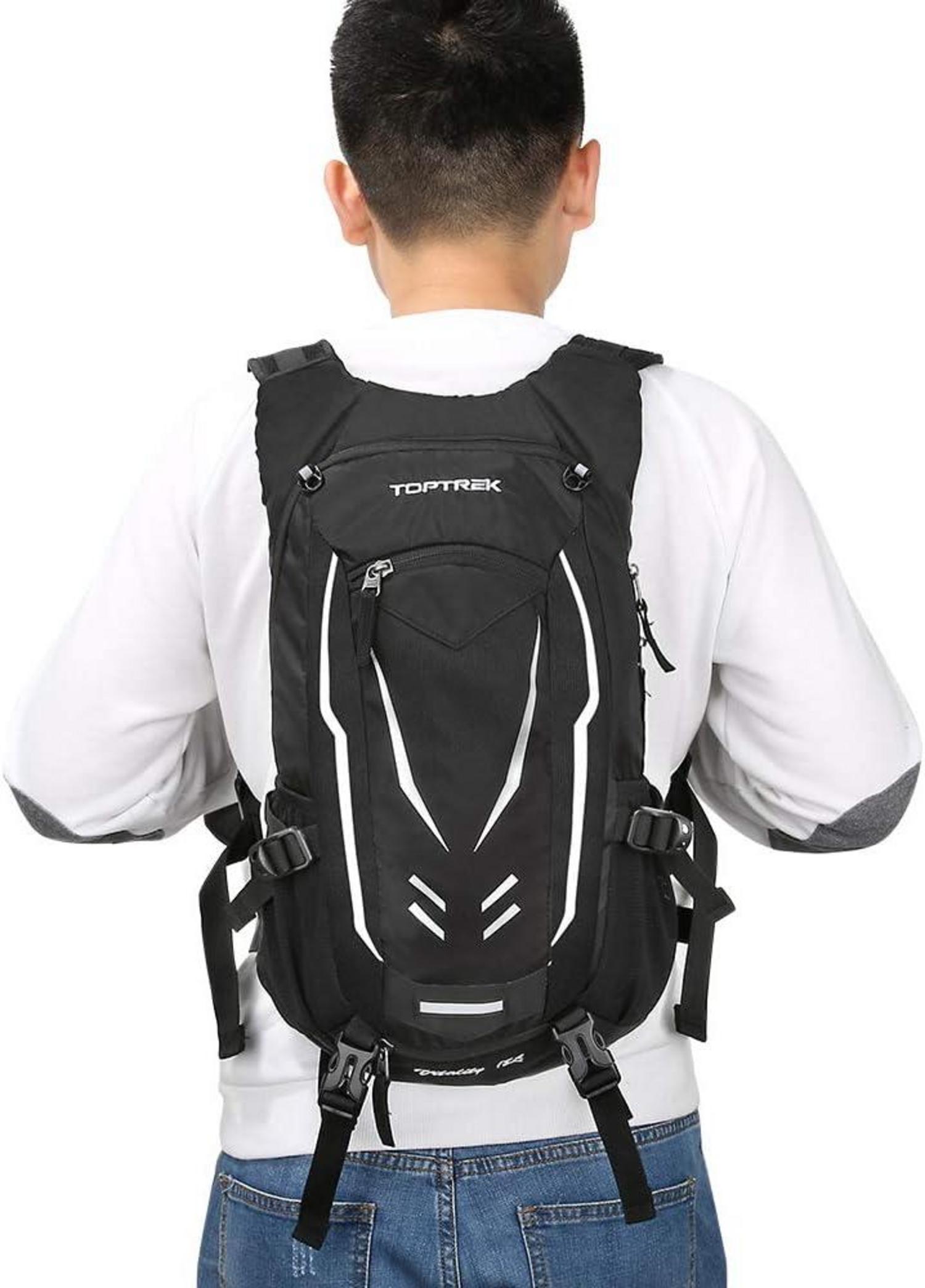 Toptrek 18L Fahrradrucksack Ultraleicht Wasserdicht mit Helmabdeckung Schwarz