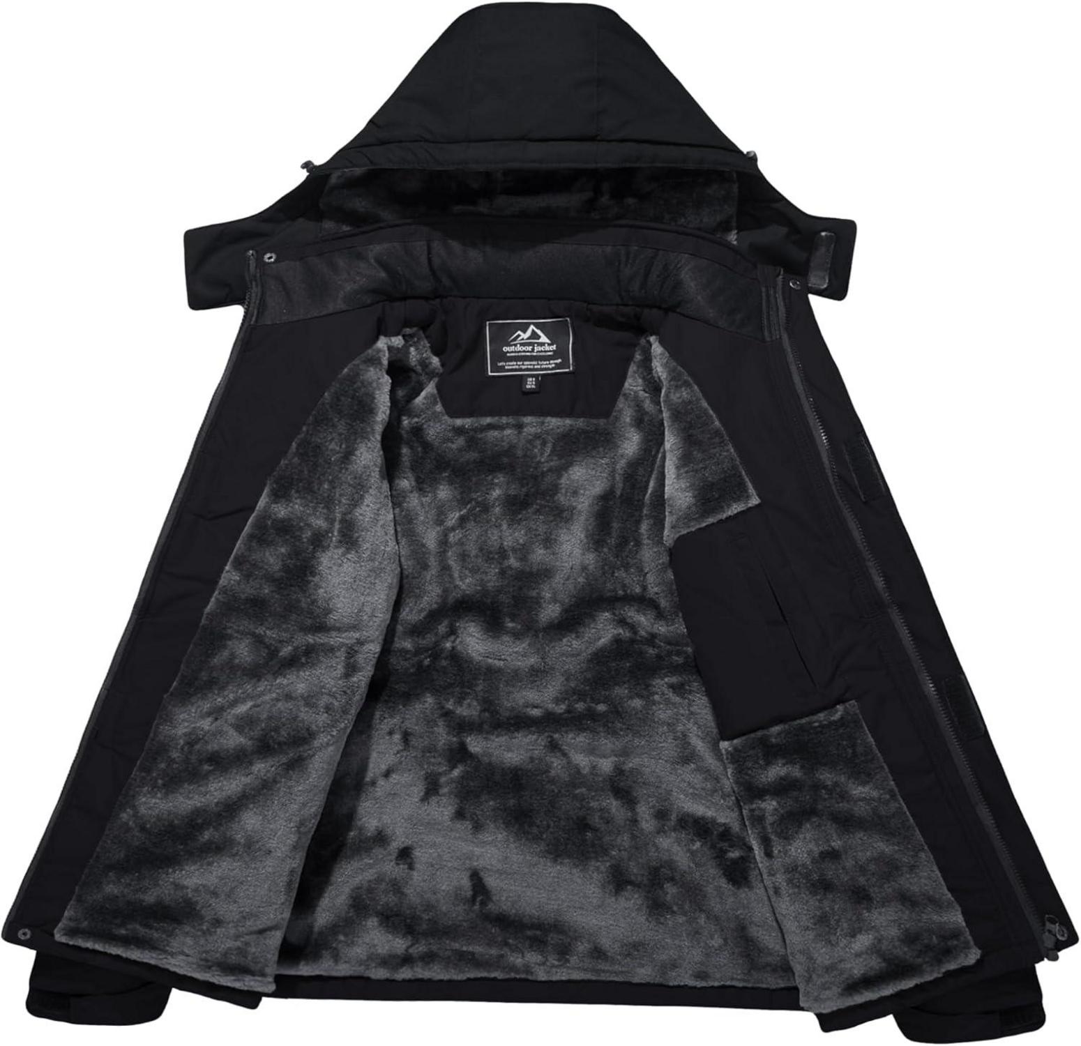 Herren Winter Skijacke Fleece Gefüttert Softshell Schwarz