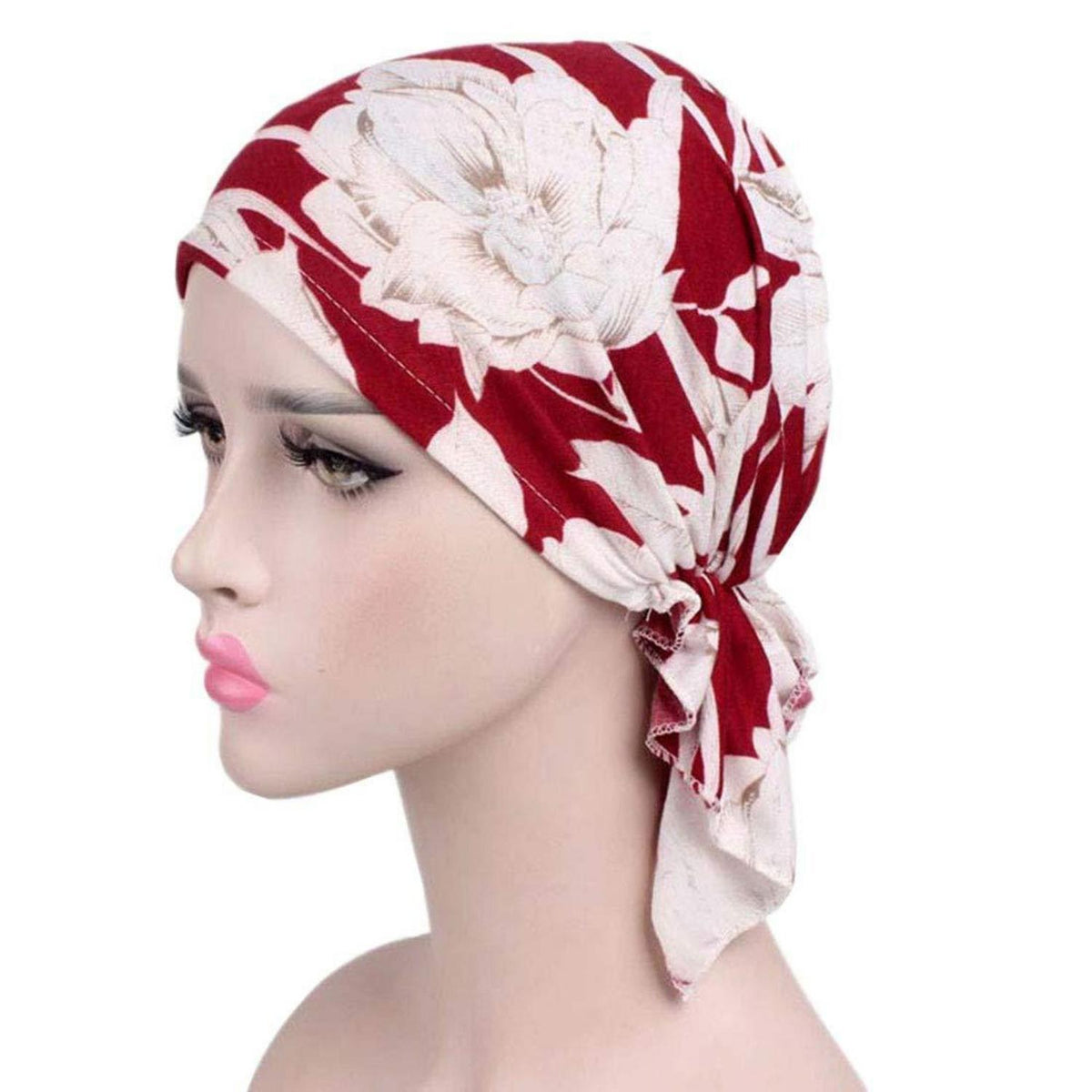 Kopftuch Turban Damen Elegant Rot für Chemotherapie Haarausfall