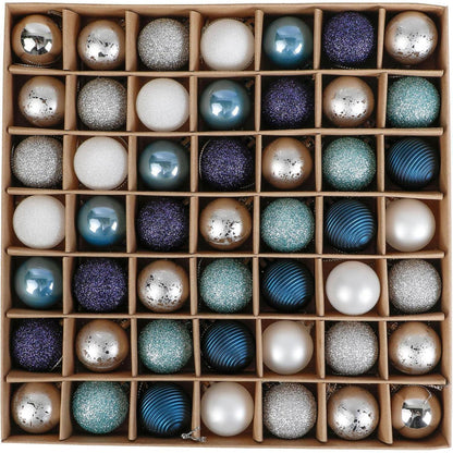 Weihnachtskugeln 49 Stücke 3CM silber blau Christbaumkugeln