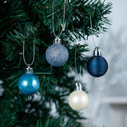 Weihnachtskugeln 49 Stücke 3CM silber blau Christbaumkugeln