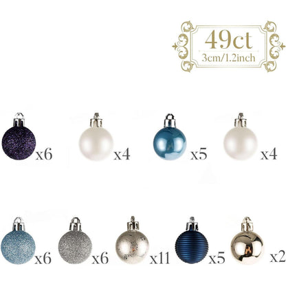 Weihnachtskugeln 49 Stücke 3CM silber blau Christbaumkugeln
