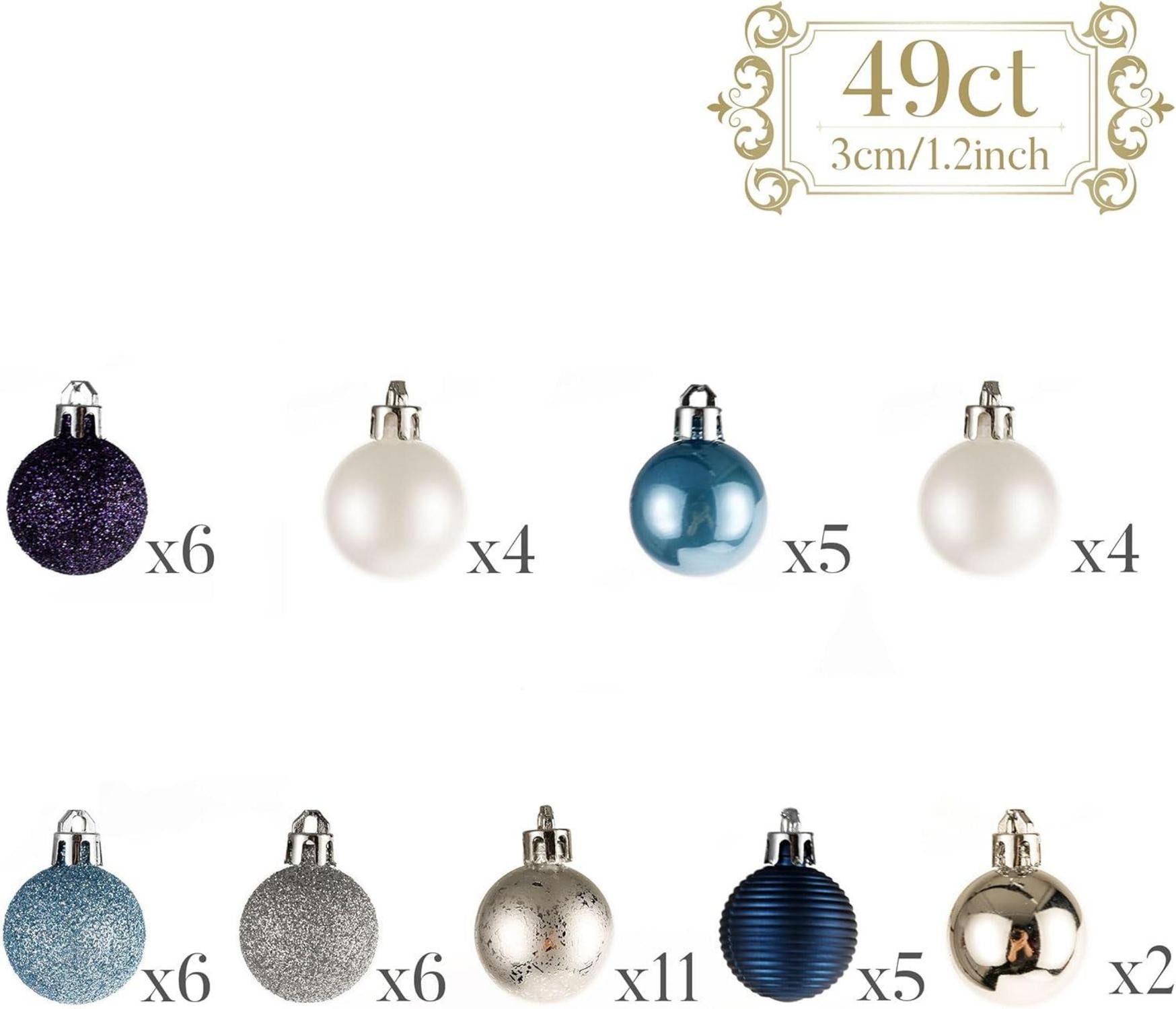 49 Weihnachtskugeln 3CM Silber Blau Glänzend GlitzerndMatt OTTO