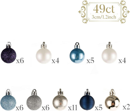 49 Weihnachtskugeln 3CM Silber Blau Glänzend GlitzerndMatt OTTO