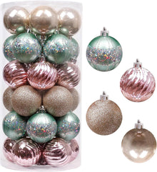 30er Set Christbaumkugeln 6cm Kunststoff Weihnachtsdeko Mintgrün Rosa