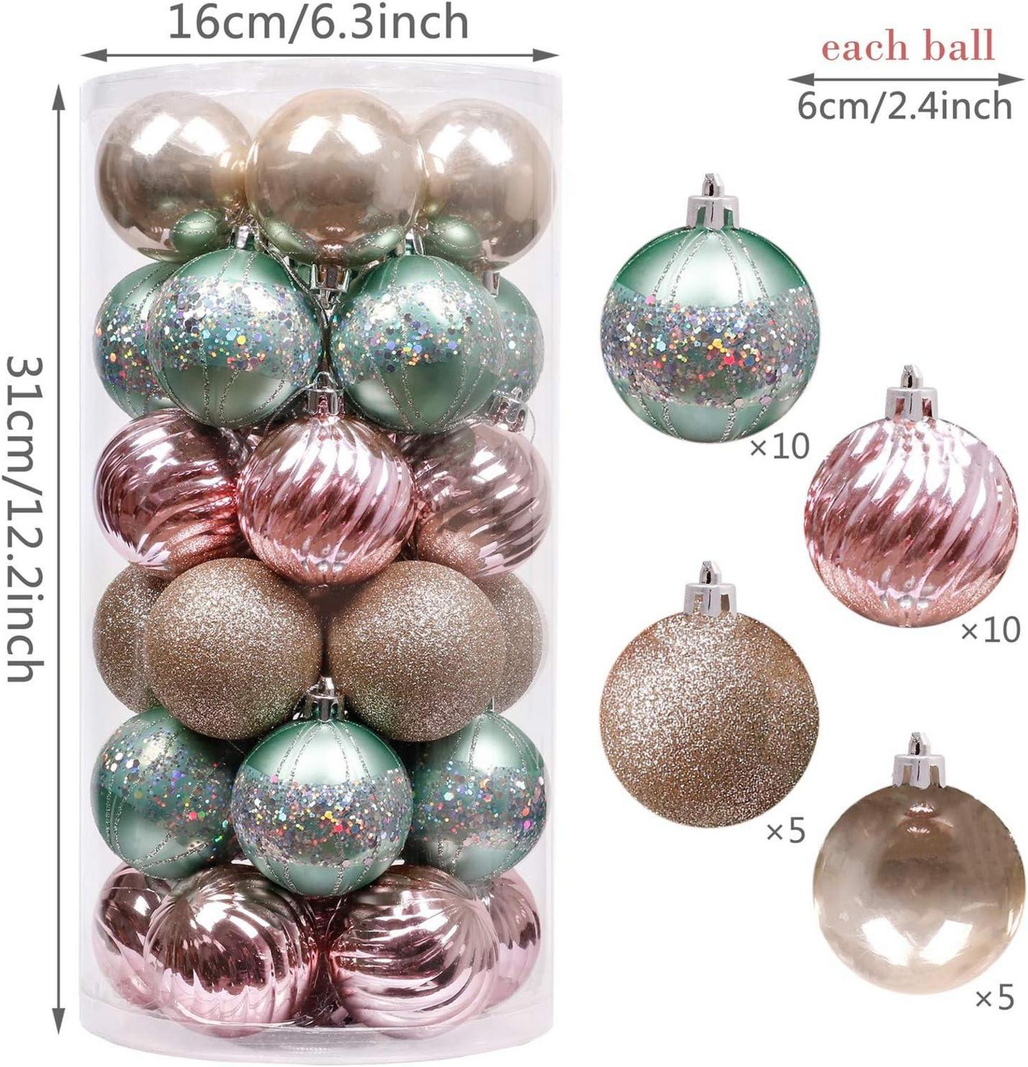 Weihnachtskugeln 30 Stücke 6CM Kunststoff Christbaumkugeln Mintgrün
