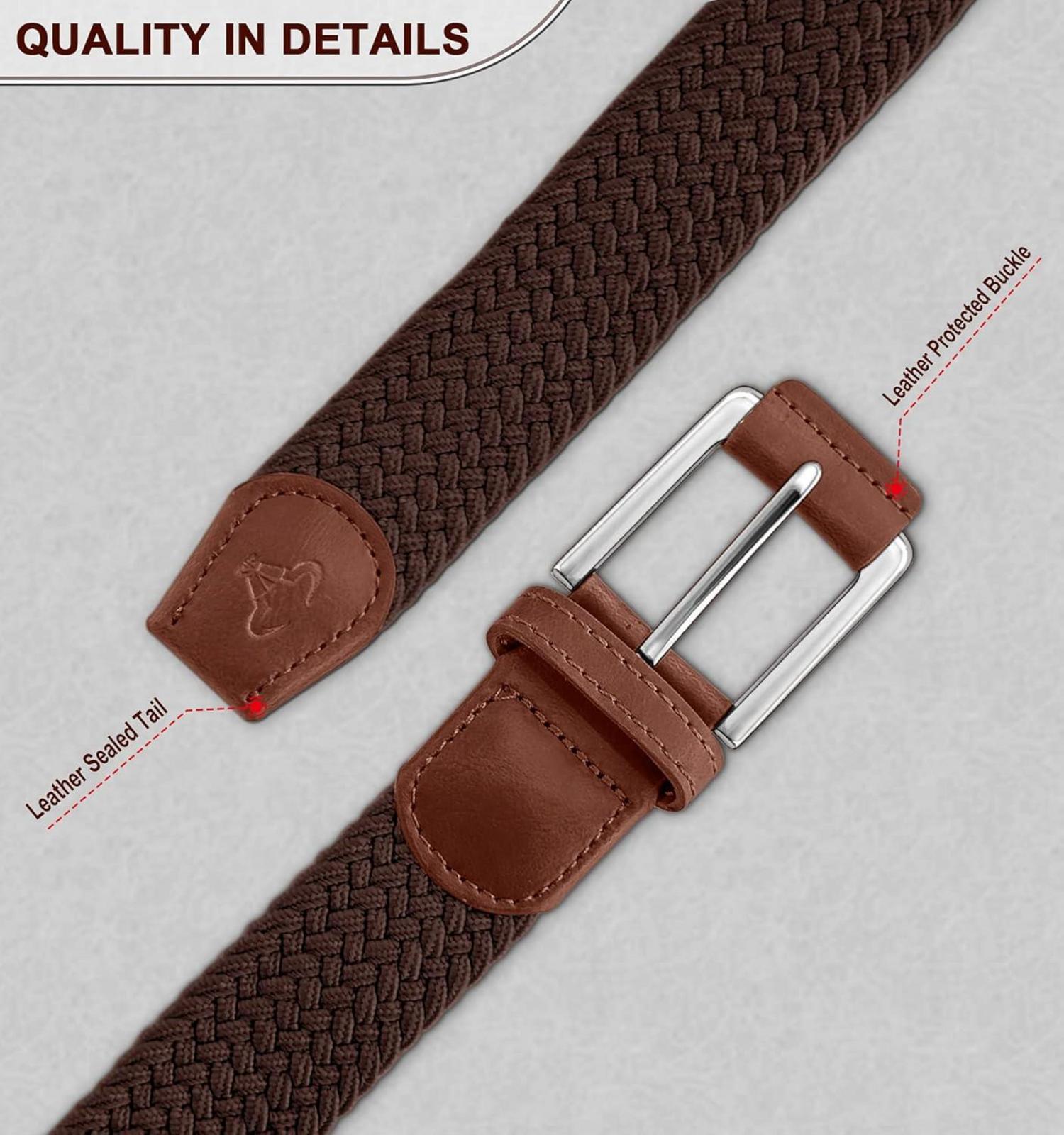 Stretchgürtel geflochten Dunkelbraun 35mm Damen/Herren 95cm/26-30