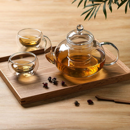 Teekanne Glas mit Siebeinsatz 600ml Herdplattensicher