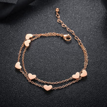 Rosegold Damen Armband mit Herz Anhängern aus Titan