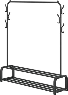 Freistehender Kleiderständer mit Stange, Ablage, 6 Haken