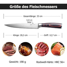 Premium Fleischmesser Küchenmesser 20 cm mit Holzgriff