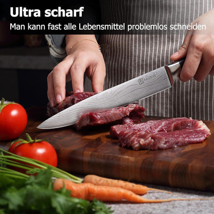 Premium Fleischmesser Küchenmesser 20 cm mit Holzgriff