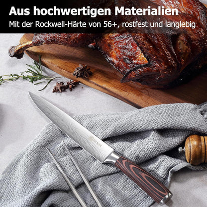 Premium Fleischmesser Küchenmesser 20 cm mit Holzgriff