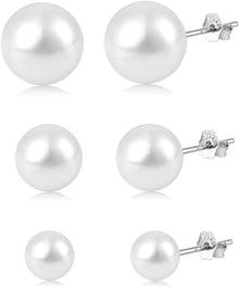 Perlen Ohrstecker 925 Silber Damen Weiß Süßwasserperlen 6mm/8mm/10mm