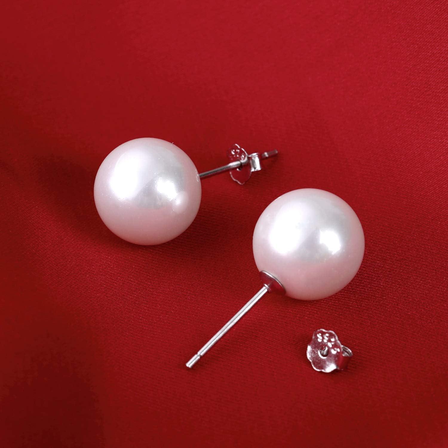 Perlen Ohrringe Set Silber 925 Damen Ohrstecker 6mm/8mm/10mm