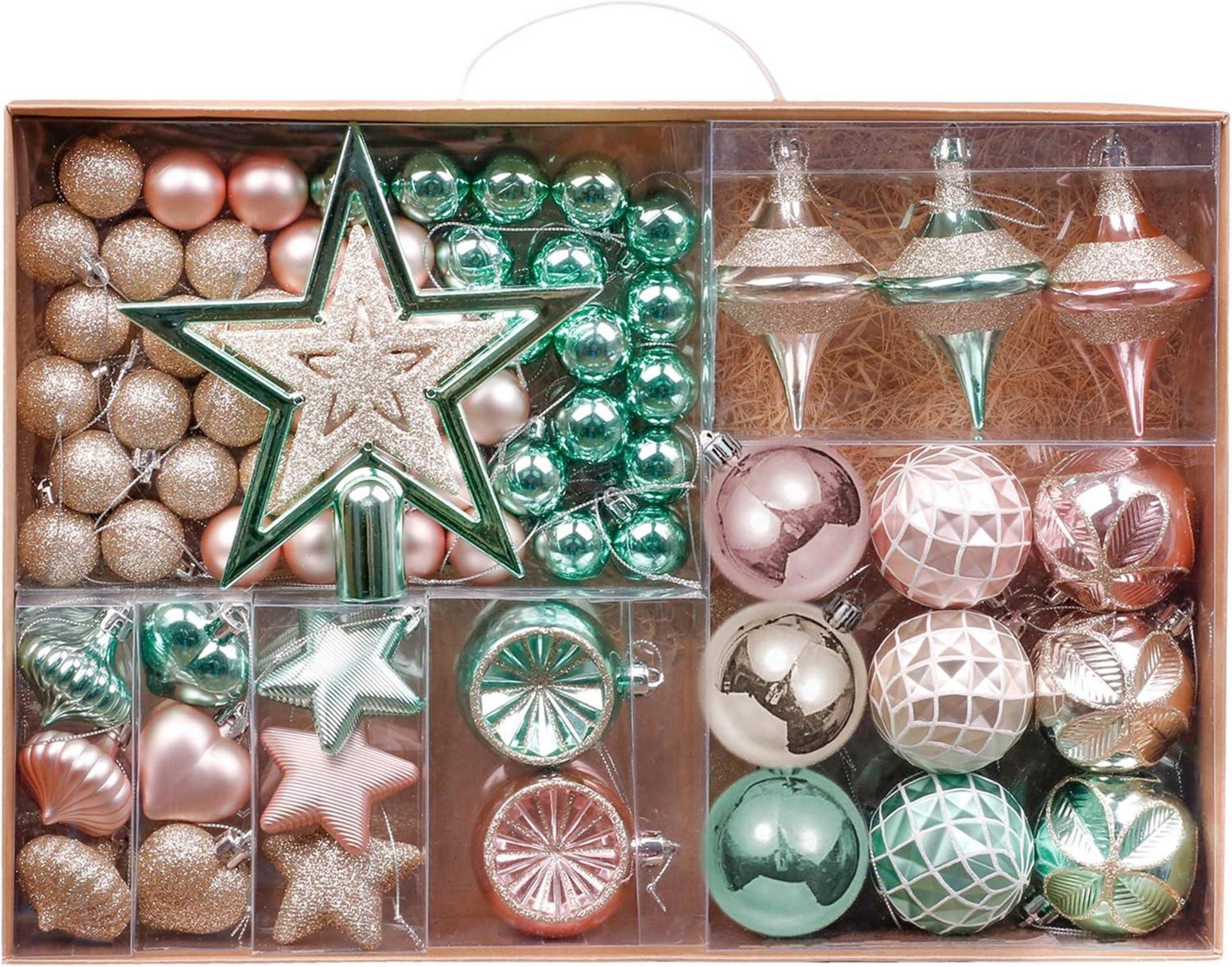Weihnachtskugeln Set 70tlg 3-17cm Plastik Christbaumschmuck mintgrün