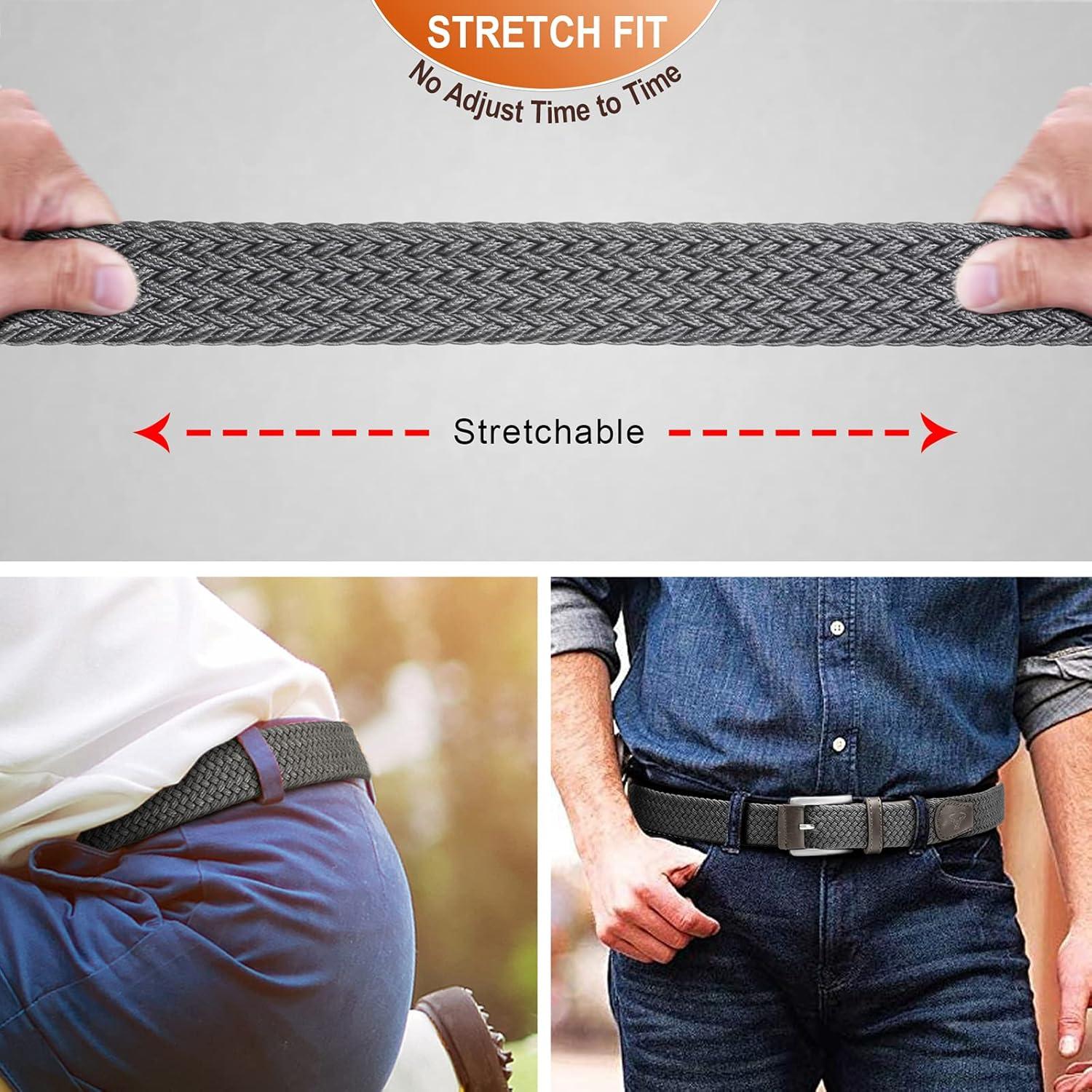 Herren Gürtel Flechtgürtel Stretchgürtel Geflochten Stoff elastisch