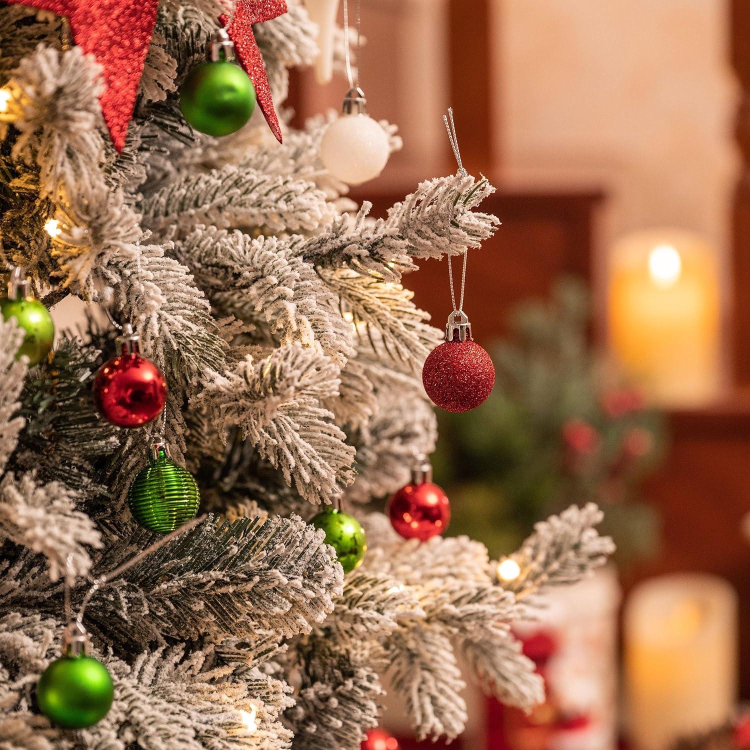 49 Weihnachtskugeln Christbaumschmuck Geschenkpaket, Thema Rot Grün