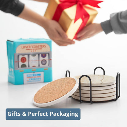 LIFVER Marmor Glas Untersetzer Set 6er Absorbierender