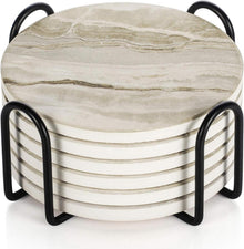 Untersetzer-Set Marmor Glas Absorbierend Korkboden Halter