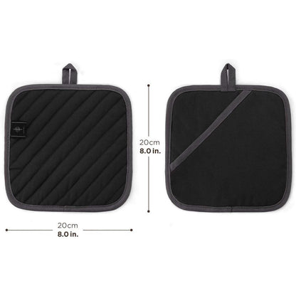 Topflappen Set 4er-Pack Schwarz 20x20cm Baumwolle