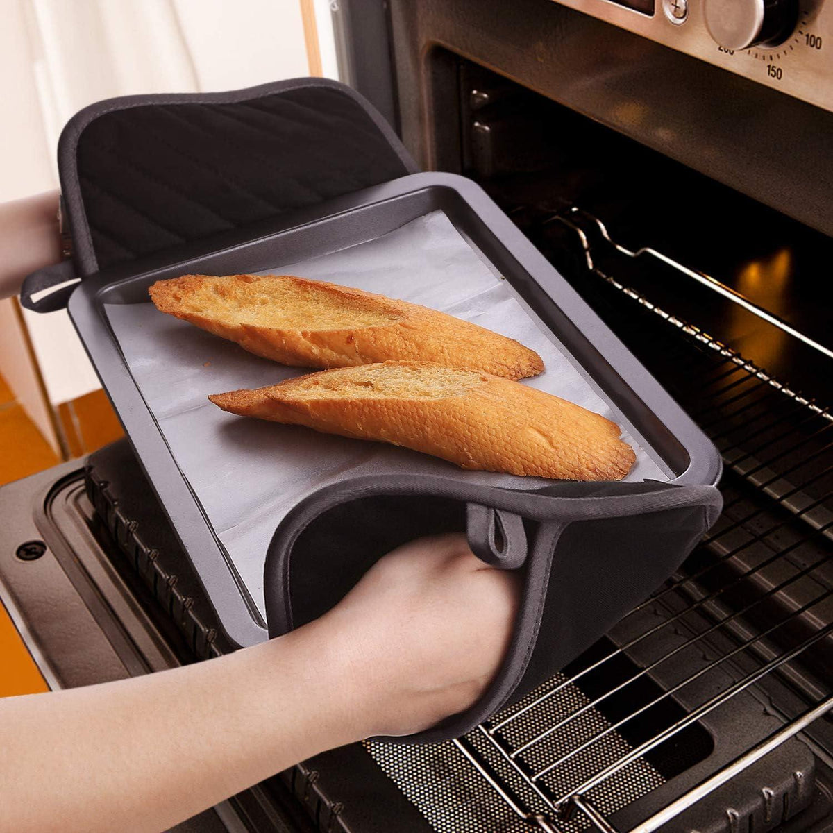 Topflappen Set 4er-Pack Schwarz 20x20cm Baumwolle