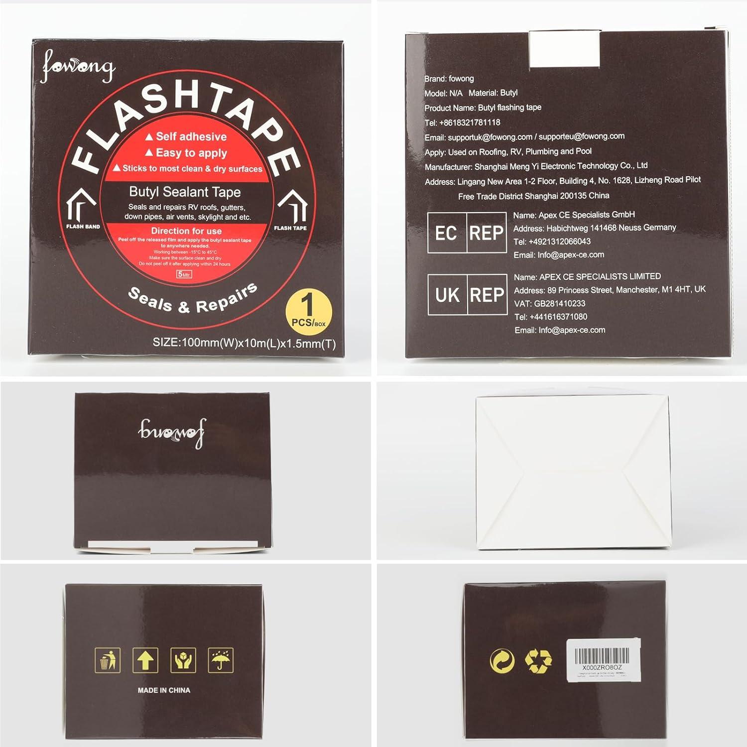 fowong Wasserdichtes Butylklebeband 5cm x 5m - Reparatur & Abdichtung