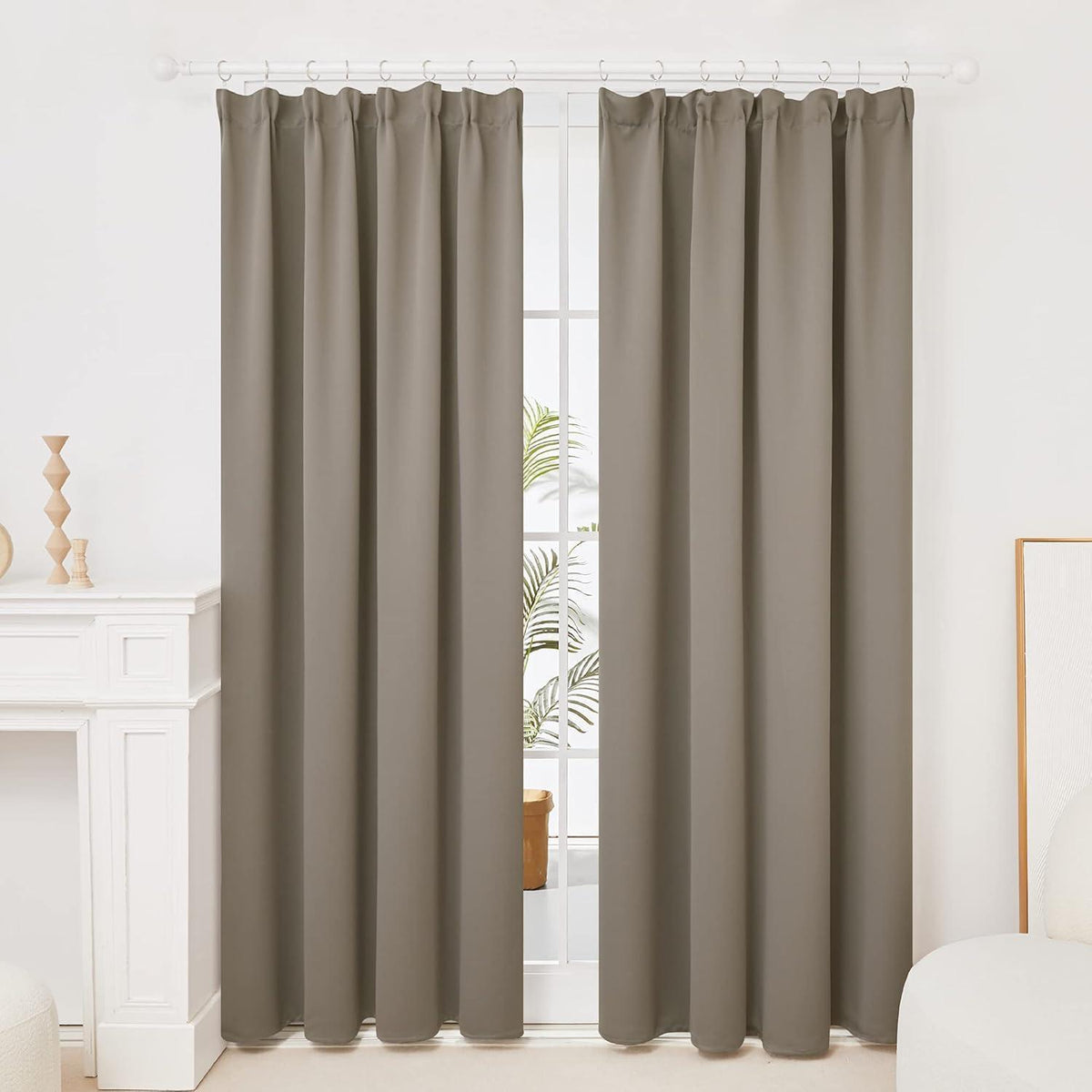 Blickdichte Vorhänge Set Taupe - Verdunkelungsvorhänge 240x140cm