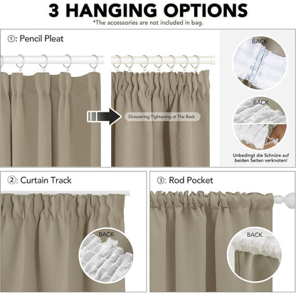 Blickdichte Vorhänge Set Taupe - Verdunkelungsvorhänge 240x140cm