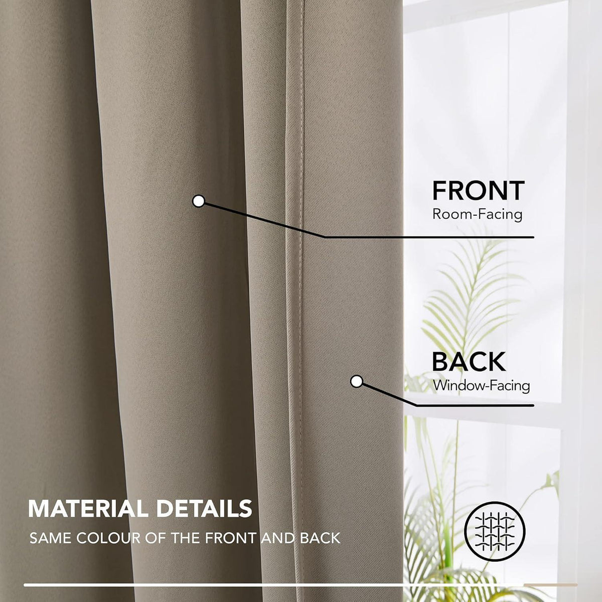 Blickdichte Vorhänge Set Taupe - Verdunkelungsvorhänge 240x140cm