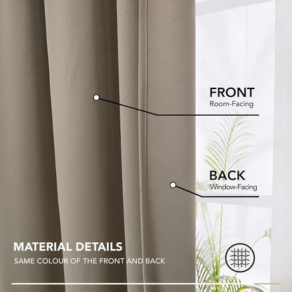 Blickdichte Vorhänge Set Taupe - Verdunkelungsvorhänge 240x140cm