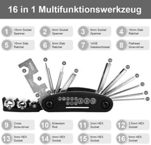 Fahrrad Multitool 16-in-1 Reparatur Werkzeug Set mit