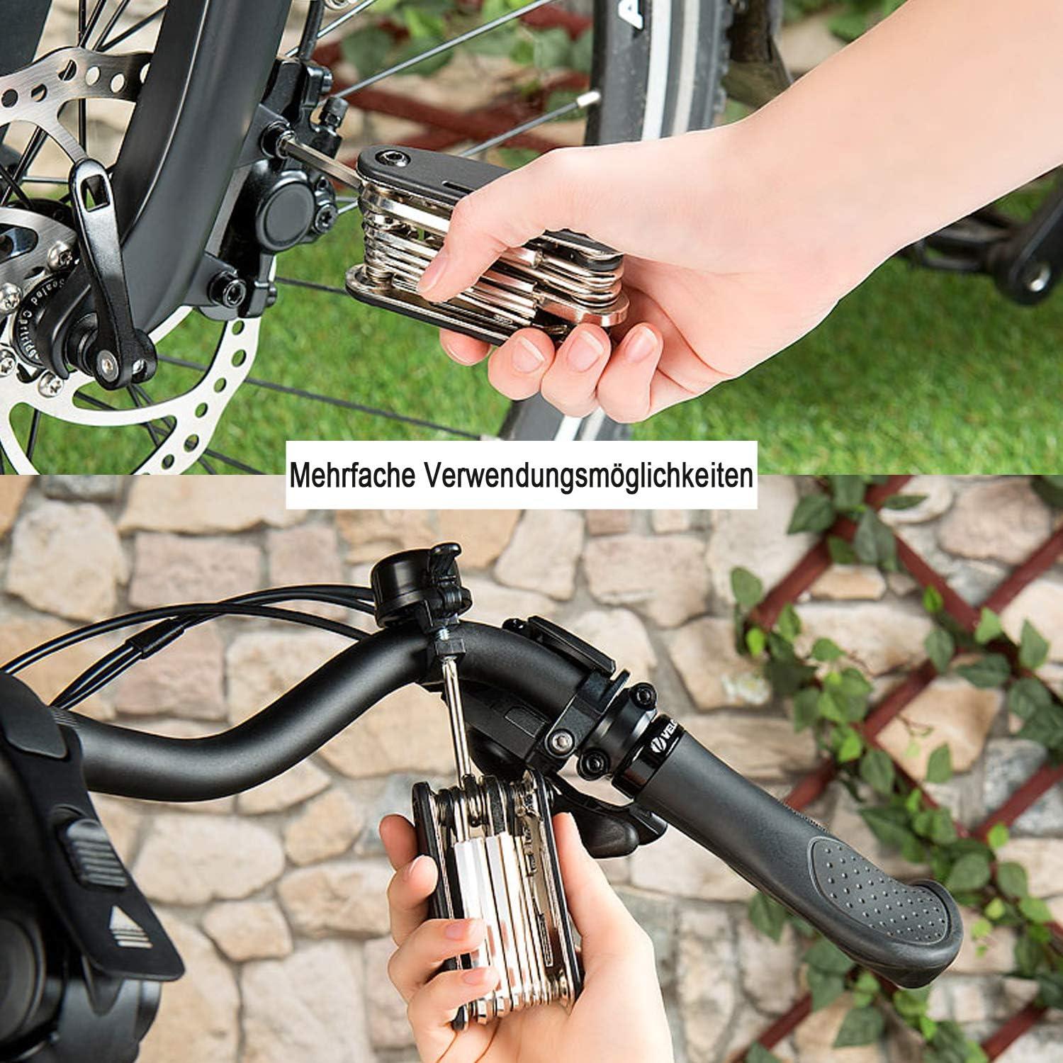 Fahrrad Multitool 16-in-1 Set mit Reifenheber und Satteltasche