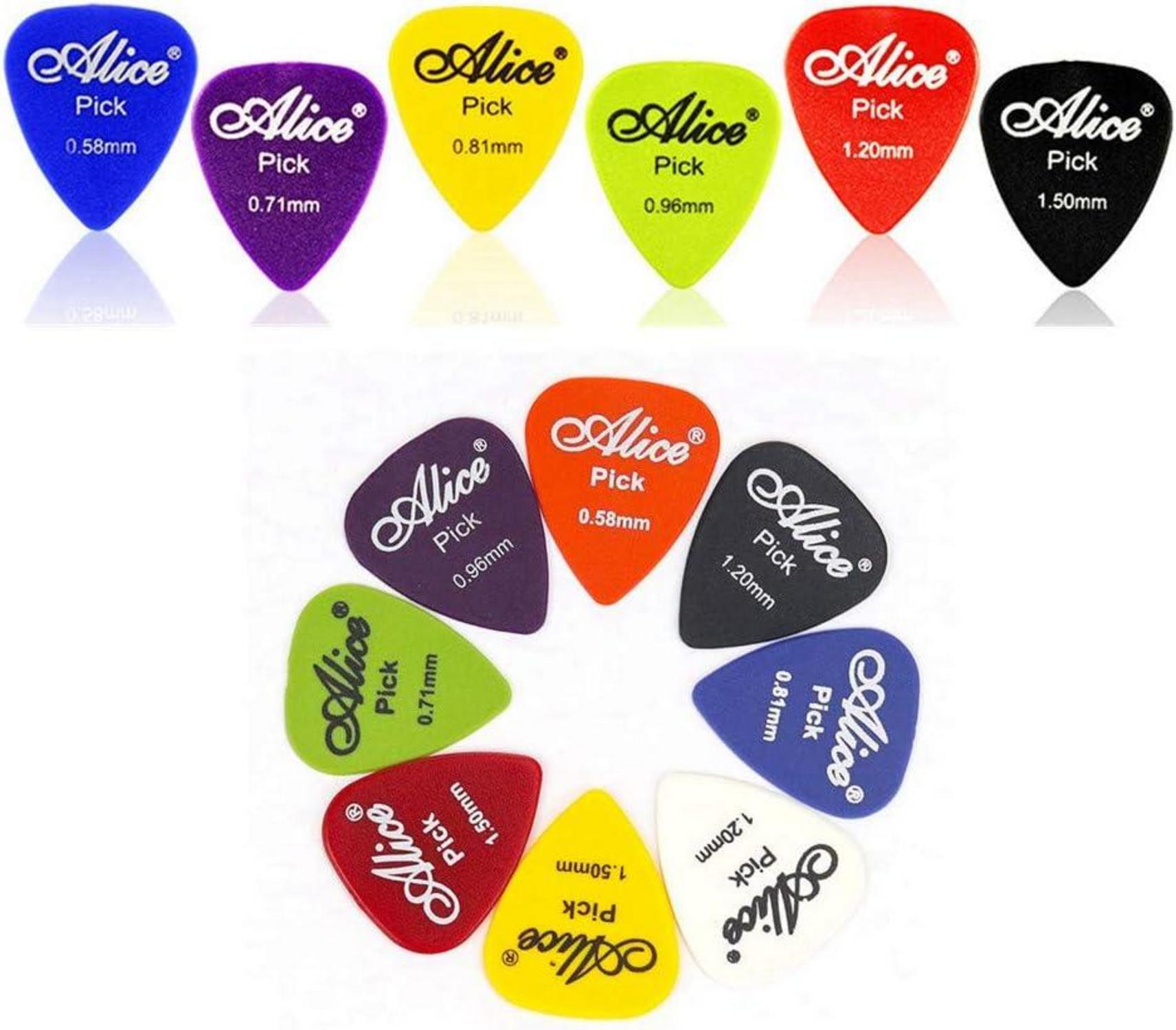 100 Stück Plektren Plektrum Guitar Picks - Mix von 6 Größen - Gitarrenplektren