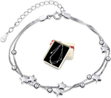 Elegantes Damen Armband mit Sternen Perlen Silber 925 Armkettchen